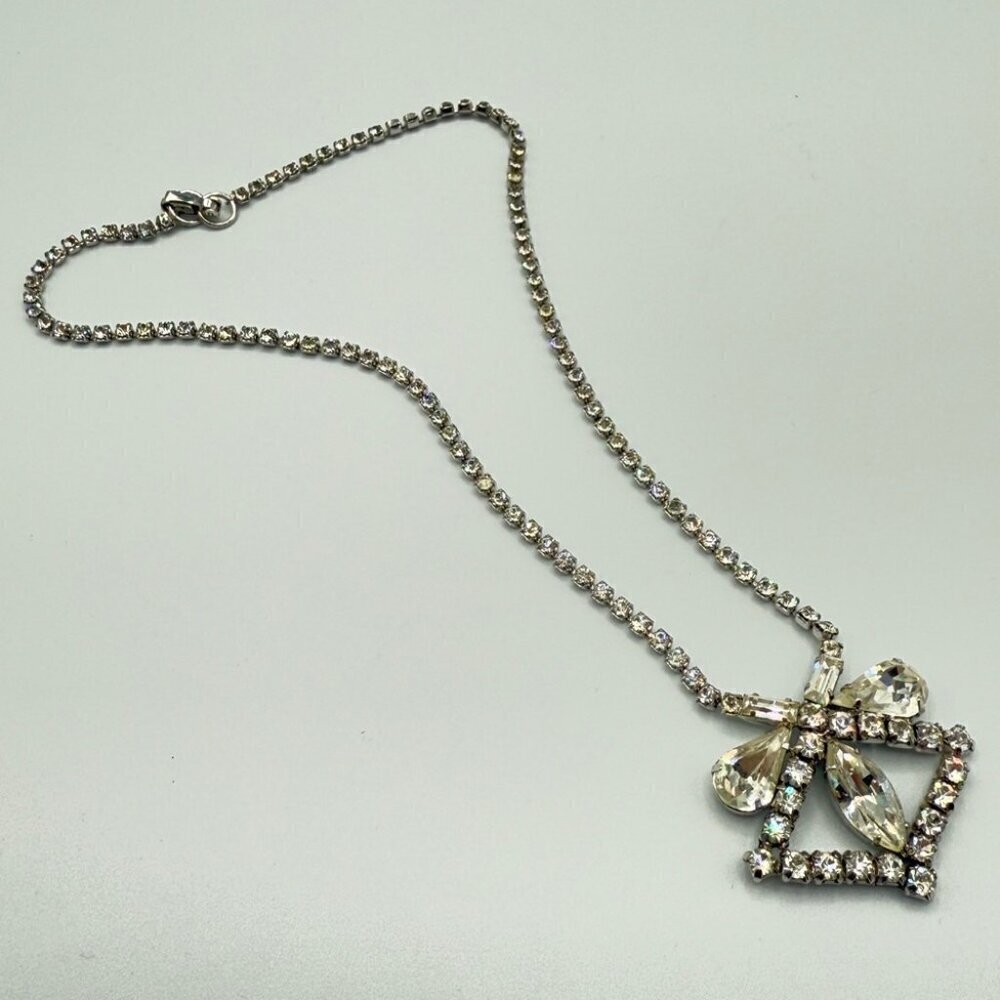 Rare 1940s Old Hollywood Vintage Rhinestone Necklace Signed Jayflex Sterling - Picture 10 of 10